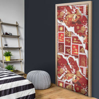 Hawaii Japanese Culture Red Door Cover Spring Cranes Aloha Pattern