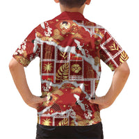 Hawaii Japanese Culture Red Family Matching Short Sleeve Bodycon Dress and Hawaiian Shirt Spring Cranes Aloha Pattern LT01 - Polynesian Pride