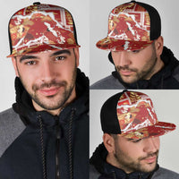 Hawaii Japanese Culture Red Mesh Trucker Cap Spring Cranes Aloha Pattern