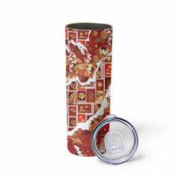 Hawaii Japanese Culture Red Skinny Tumbler Spring Cranes Aloha Pattern