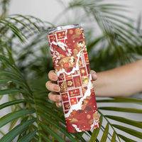 Hawaii Japanese Culture Red Skinny Tumbler Spring Cranes Aloha Pattern