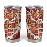 Hawaii Japanese Culture Red Tumbler Cup Spring Cranes Aloha Pattern