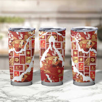 Hawaii Japanese Culture Red Tumbler Cup Spring Cranes Aloha Pattern