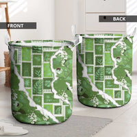 Hawaii Japanese Culture Sage Green Laundry Basket Spring Cranes Aloha Pattern