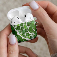 Hawaii Japanese Culture Sage Green AirPods Case Spring Cranes Aloha Pattern