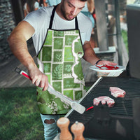 Hawaii Japanese Culture Sage Green Apron Spring Cranes Aloha Pattern