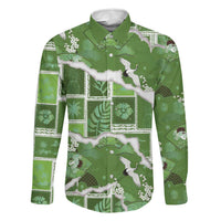 Hawaii Japanese Culture Sage Green Family Matching Summer Maxi Dress and Hawaiian Shirt Spring Cranes Aloha Pattern LT01 Dad's Shirt - Long Sleeve Sage - Polynesian Pride