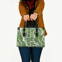 Hawaii Japanese Culture Sage Green Leather Bag Spring Cranes Aloha Pattern