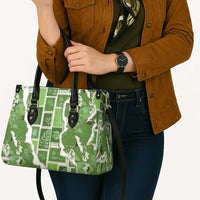 Hawaii Japanese Culture Sage Green Leather Bag Spring Cranes Aloha Pattern