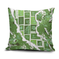 Hawaii Japanese Culture Sage Green Pillow Cover Spring Cranes Aloha Pattern