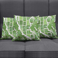 Hawaii Japanese Culture Sage Green Pillow Cover Spring Cranes Aloha Pattern
