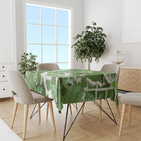 Hawaii Japanese Culture Sage Green Tablecloth Spring Cranes Aloha Pattern