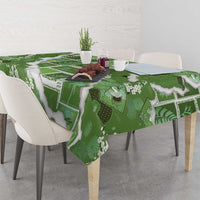 Hawaii Japanese Culture Sage Green Tablecloth Spring Cranes Aloha Pattern