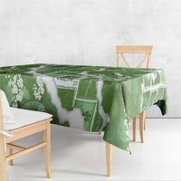 Hawaii Japanese Culture Sage Green Tablecloth Spring Cranes Aloha Pattern