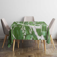 Hawaii Japanese Culture Sage Green Tablecloth Spring Cranes Aloha Pattern