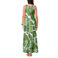 Hawaii Japanese Culture Sage Green Tank Maxi Dress Spring Cranes Aloha Pattern LT01 - Polynesian Pride
