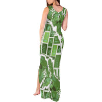 Hawaii Japanese Culture Sage Green Tank Maxi Dress Spring Cranes Aloha Pattern LT01 - Polynesian Pride