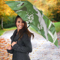 Hawaii Japanese Culture Sage Green Umbrella Spring Cranes Aloha Pattern