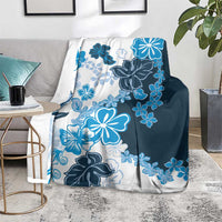 Blue Hibiscus Plumeria Floral Blanket - Polynesian Pride