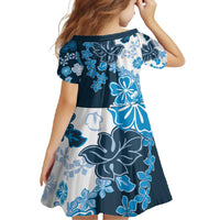 Blue Hibiscus Plumeria Floral Family Matching Long Sleeve Bodycon Dress and Hawaiian Shirt LT01 - Polynesian Pride