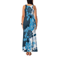 Blue Hibiscus Plumeria Floral Family Matching Tank Maxi Dress and Hawaiian Shirt - Polynesian Pride