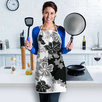 Gray Scale Hibiscus Plumeria Floral Apron - Polynesian Pride