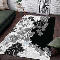 Gray Scale Hibiscus Plumeria Floral Area Rug - Polynesian Pride