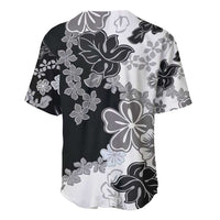 Gray Scale Hibiscus Plumeria Floral Baseball Jersey - Polynesian Pride