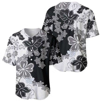 Gray Scale Hibiscus Plumeria Floral Baseball Jersey - Polynesian Pride