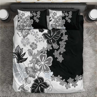 Gray Scale Hibiscus Plumeria Floral Bedding Set - Polynesian Pride