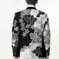 Gray Scale Hibiscus Plumeria Floral Blazer - Polynesian Pride
