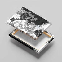 Gray Scale Hibiscus Plumeria Floral Canvas Wall Art - Polynesian Pride