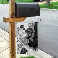 Gray Scale Hibiscus Plumeria Floral Garden Flag - Polynesian Pride