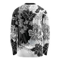 Gray Scale Hibiscus Plumeria Floral Long Sleeve Shirt LT01 - Polynesian Pride