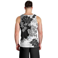 Gray Scale Hibiscus Plumeria Floral Men Tank Top - Polynesian Pride