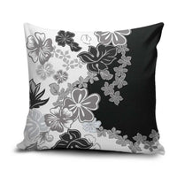 Gray Scale Hibiscus Plumeria Floral Pillow Cover - Polynesian Pride