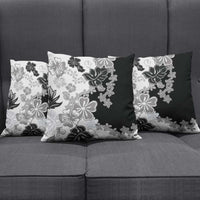 Gray Scale Hibiscus Plumeria Floral Pillow Cover - Polynesian Pride