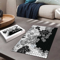 Gray Scale Hibiscus Plumeria Floral Puzzle LT01 - Polynesian Pride