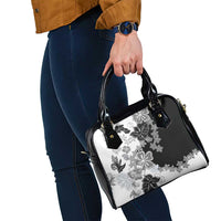 Gray Scale Hibiscus Plumeria Floral Shoulder Handbag - Polynesian Pride