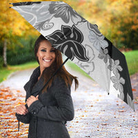 Gray Scale Hibiscus Plumeria Floral Umbrella - Polynesian Pride