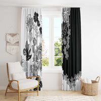 Gray Scale Hibiscus Plumeria Floral Window Curtain - Polynesian Pride