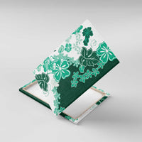 Green Hibiscus Plumeria Floral Canvas Wall Art - Polynesian Pride