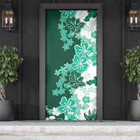 Green Hibiscus Plumeria Floral Door Cover - Polynesian Pride