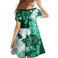 Green Hibiscus Plumeria Floral Family Matching Short Sleeve Bodycon Dress and Hawaiian Shirt LT01 - Polynesian Pride