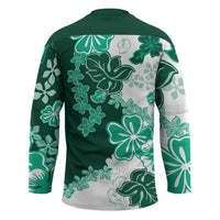 Green Hibiscus Plumeria Floral Hockey Jersey - Polynesian Pride