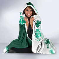 Green Hibiscus Plumeria Floral Hooded Blanket - Polynesian Pride