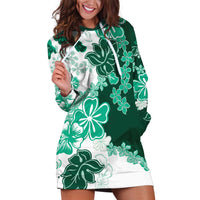 Green Hibiscus Plumeria Floral Hoodie Dress LT01 Green - Polynesian Pride