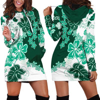 Green Hibiscus Plumeria Floral Hoodie Dress LT01 - Polynesian Pride