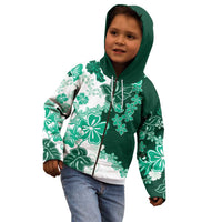 Green Hibiscus Plumeria Floral Kid Hoodie - Polynesian Pride