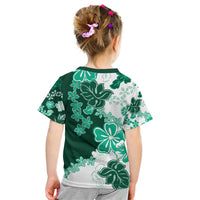 Green Hibiscus Plumeria Floral Kid T Shirt - Polynesian Pride